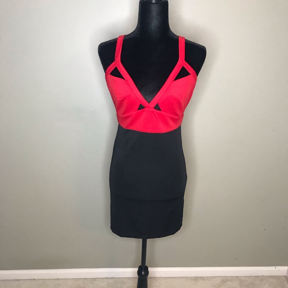 Black and red mini dress